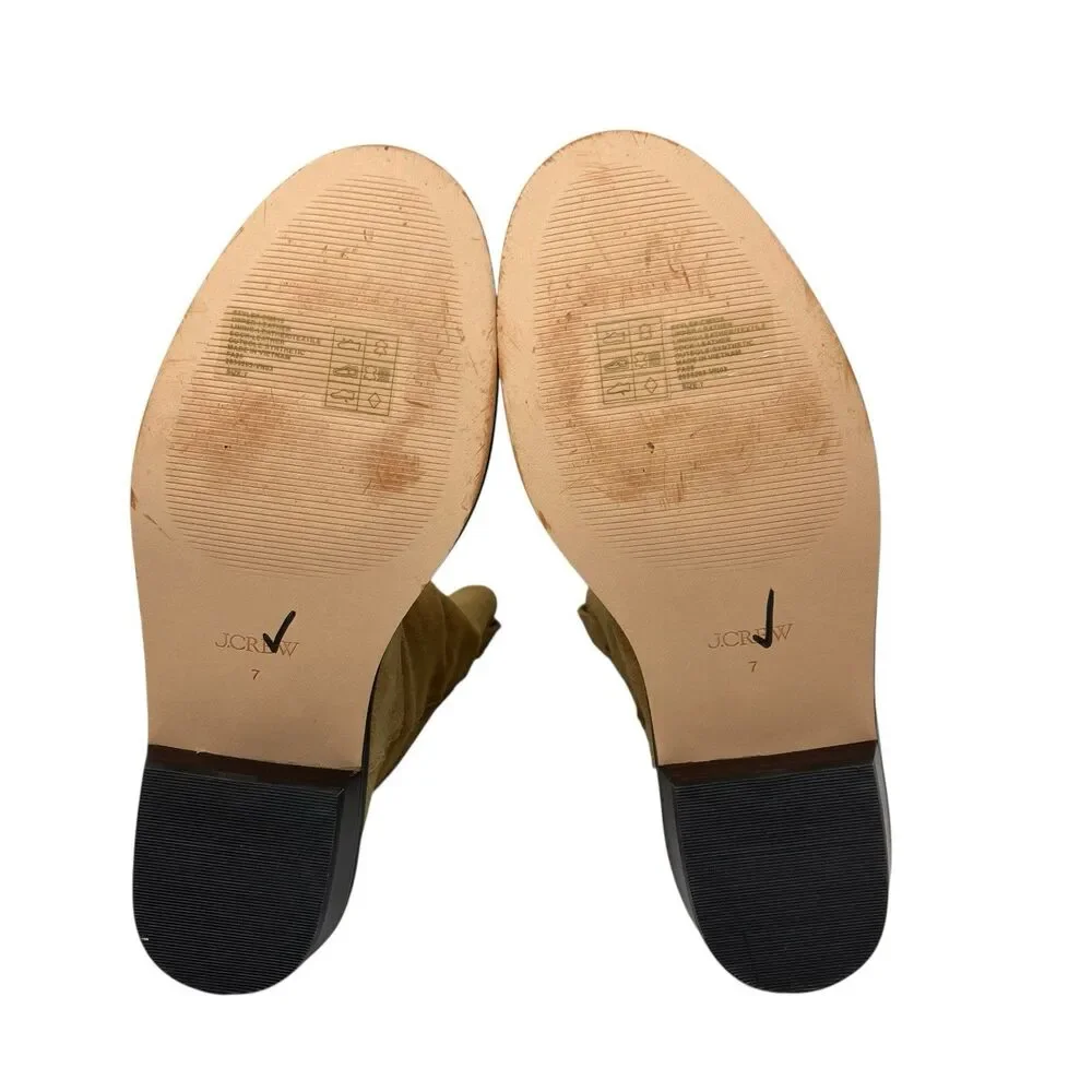 J Crew Tan Suede Mid Calf Pull On Western Boots‎ Leather Luxury Womens 7